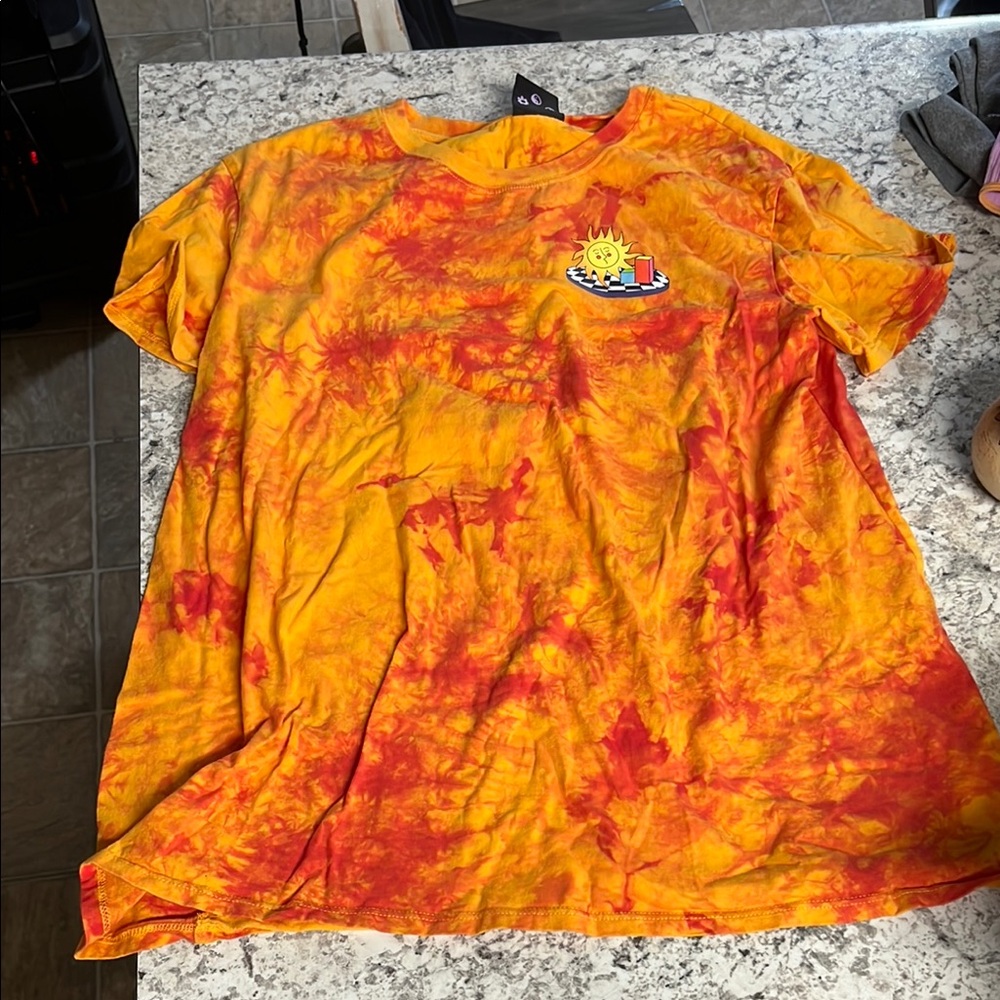 Tie-Dye T-Shirt with Sun Graphic